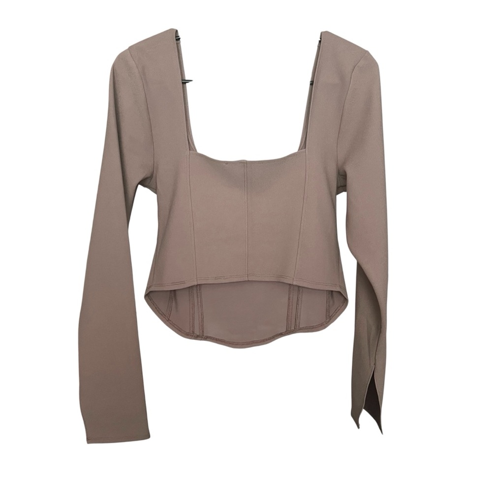 NWT Abercrombie & Fitch Cropped Top SZ L Taupe Whimsygoth Corset Bustier Party - Picture 5 of 12